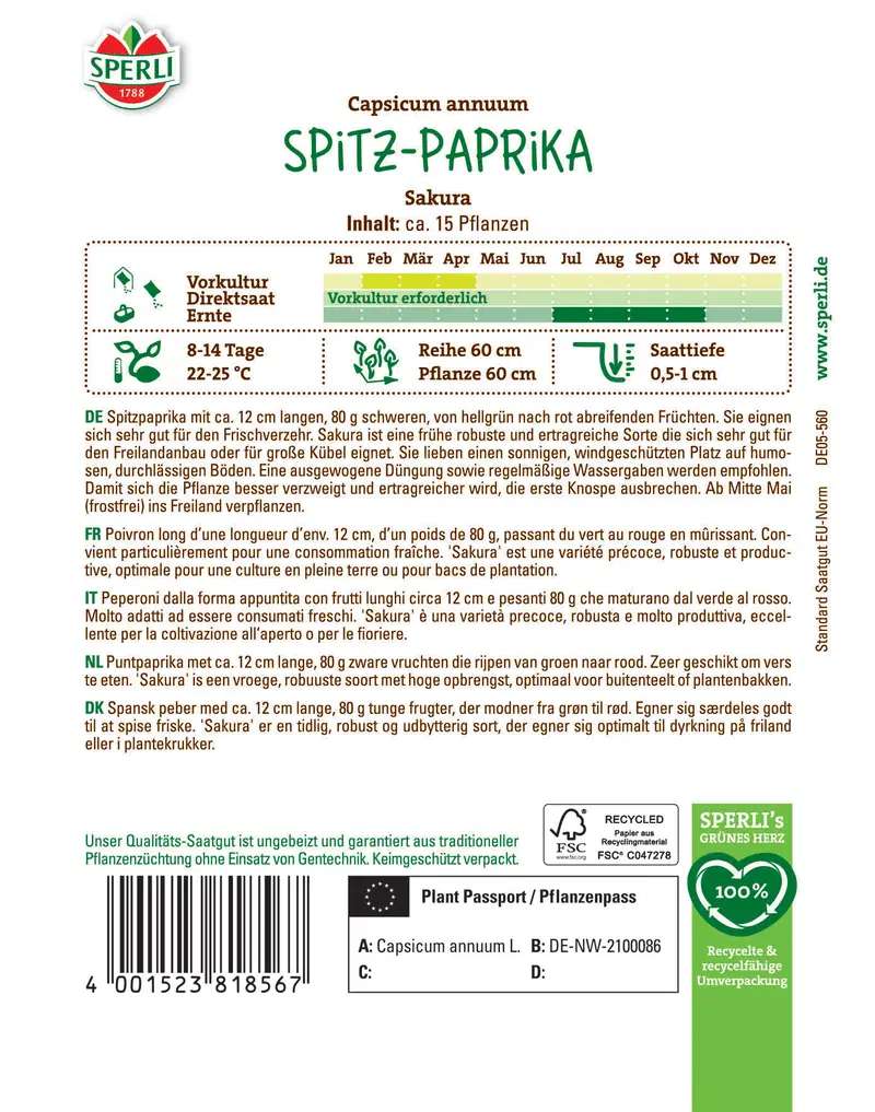 Saatgut: Spitzpaprika "Sakura" | GeKaHo-Shop